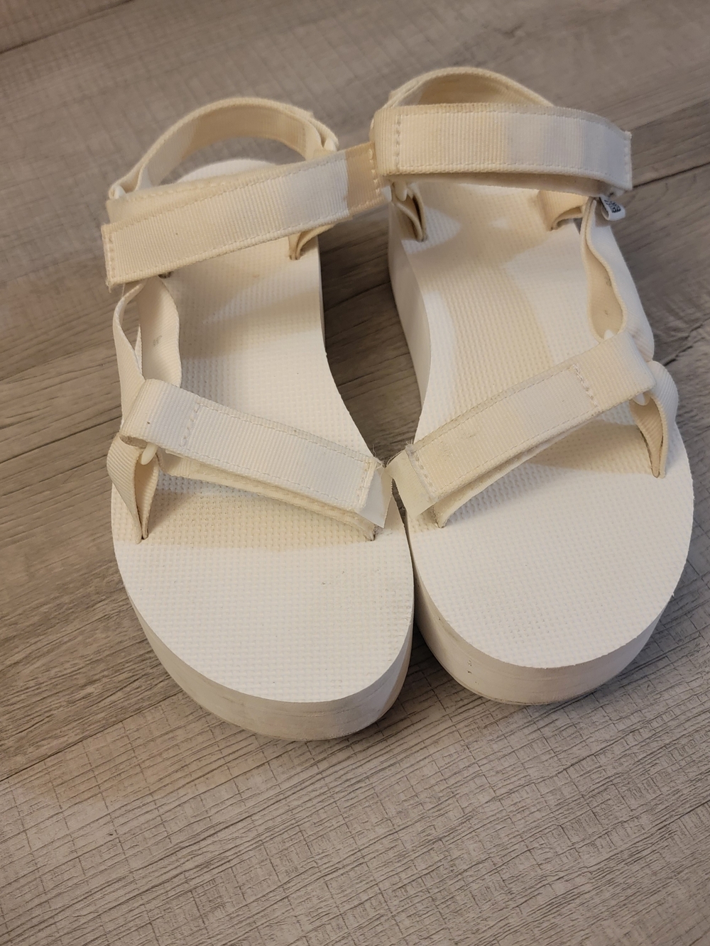 Teva Cream Platform Sandals with Adjustable Straps